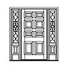 8-Panel door with single lite over single panel sidelites
Panel- Raised
Glazing- IG decorative