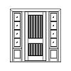 2-Planked panel door with 4-Lite with shelf over single panel sidelites
Panel- V-groove
Glazing- SDL