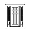 9-Panel door with 6-Lite over single panel sidelites
Panel- Flat
Glazing- SDL
