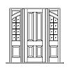 4-Panel door with 8-Lite 2-panel sidelites
Panel- Raised
Glazing- SDL with segment top