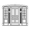 5-Panel door with 8-Lite over single panel sidelites
Panel- Raised
Glazing- SDL