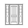 2-Panel door with 3-Lite over single lite sidelites
Panel- V-groove
Glazing- IG
