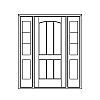 2-Panel door with 3-Lite over single lite sidelites
Panel- V-groove
Glazing- IG
