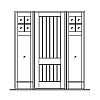 2-Planked panel door with 5-Lite with shelf sidelites
Panel- V-groove
Glazing- SDL