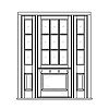 9-Lite with shelf over single panel Dutch door with 3-Lite over single panel sidelites
Panel- Raised
Glazing- SDL
