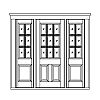 9-Lite over 2-panel door with 6-Lite over single panel sidelites
Panel- Raised
Glazing- TDL