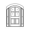 4-Lite over 2-panel segment top door with single lite segment top sidelites
Panel- Raised
Glazing- SDL IG
