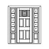 6-Panel with speakeasy door with 5-Lite with shelf over single panel sidelites
Panel- Raised
Glazing- SDL