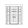 9-Lite over single panel plank door with 3-Lite over single plank panel double sidelites
Panel- v-groove
Glazing- SDL