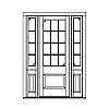 12-Lite over single panel door with 4-Lite over single panel sidelites
Panel- Raised
Glazing- TDL