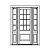 12-Lite over single panel door with 4-Lite over single panel sidelites
Panel- Raised
Glazing- TDL