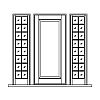 Single flat panel door with 16-Lite sidelites
Panel- Flat
Glazing- SDL
