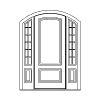 2-panel door with 12-lite sidelites, arched top, half round
Panel-raised
Glazing- SDL