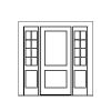 2-panel single door with 8-lite over 1 -panel sidelites 
Panel-flat
Glazing- SDL