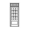 12-Lite over single panel door with 5-Lite hopper style transom
Panel- Flat
Glazing- SDL IG