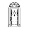 4-Lite 8-panel door with 3-Lite half-round top transom
Panel- Flat
Glazing- SDL decorative half-round top